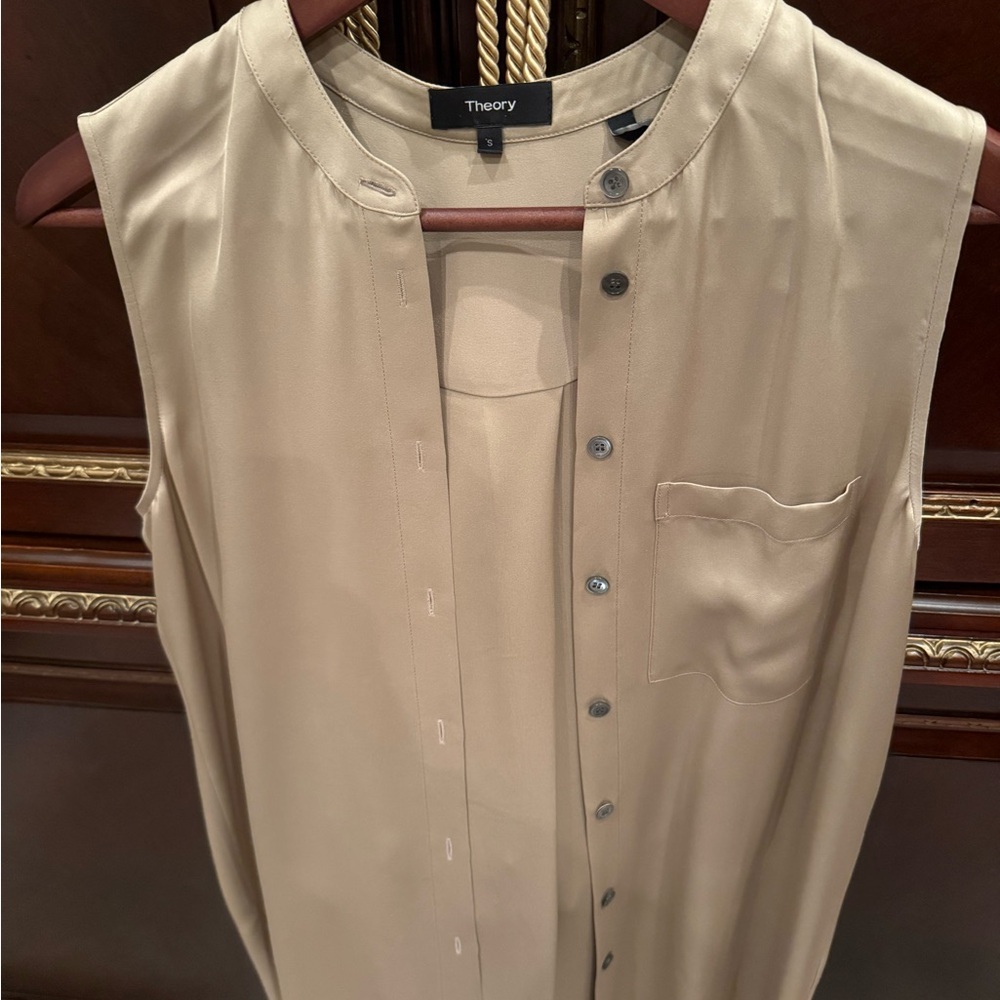 Theory Beige Sleeveless Tunic Top